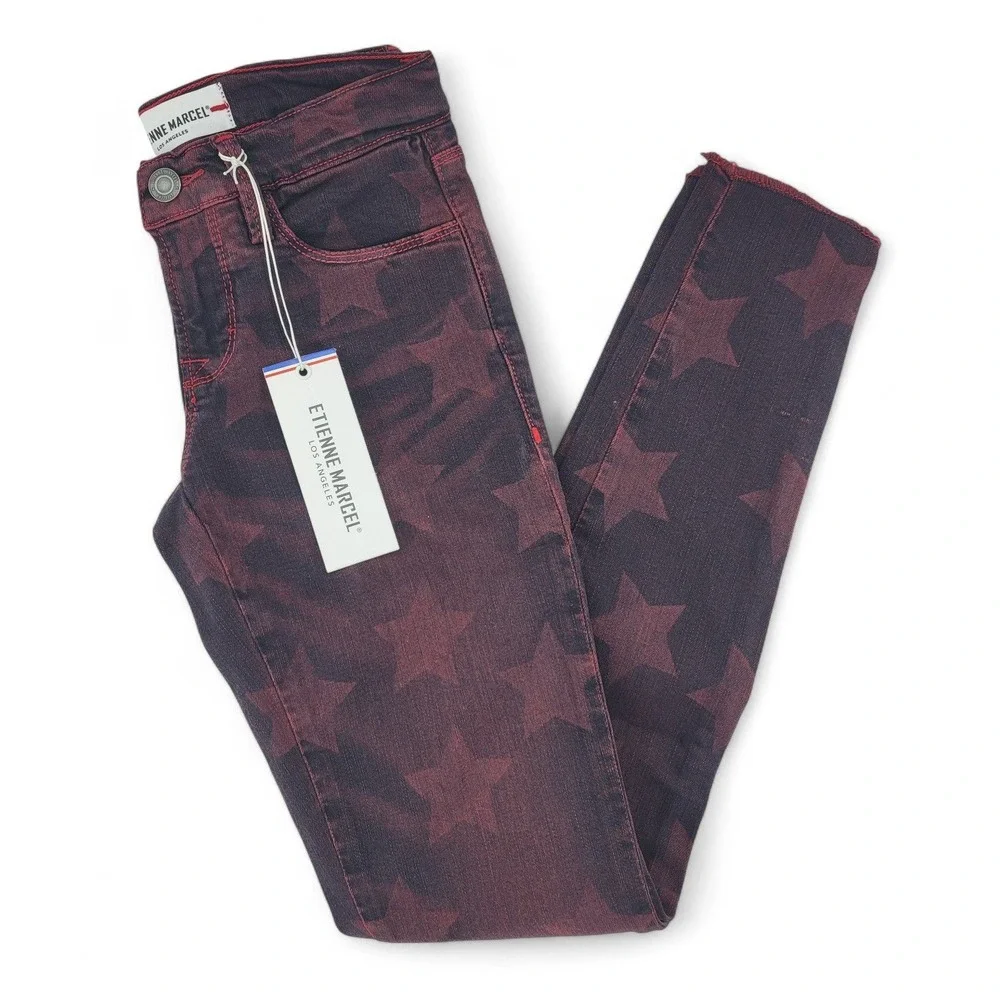 Etienne Marcel Red Star Skinny‎ Jeans Size 24 NWT Stretch Denim Y2K Indie
